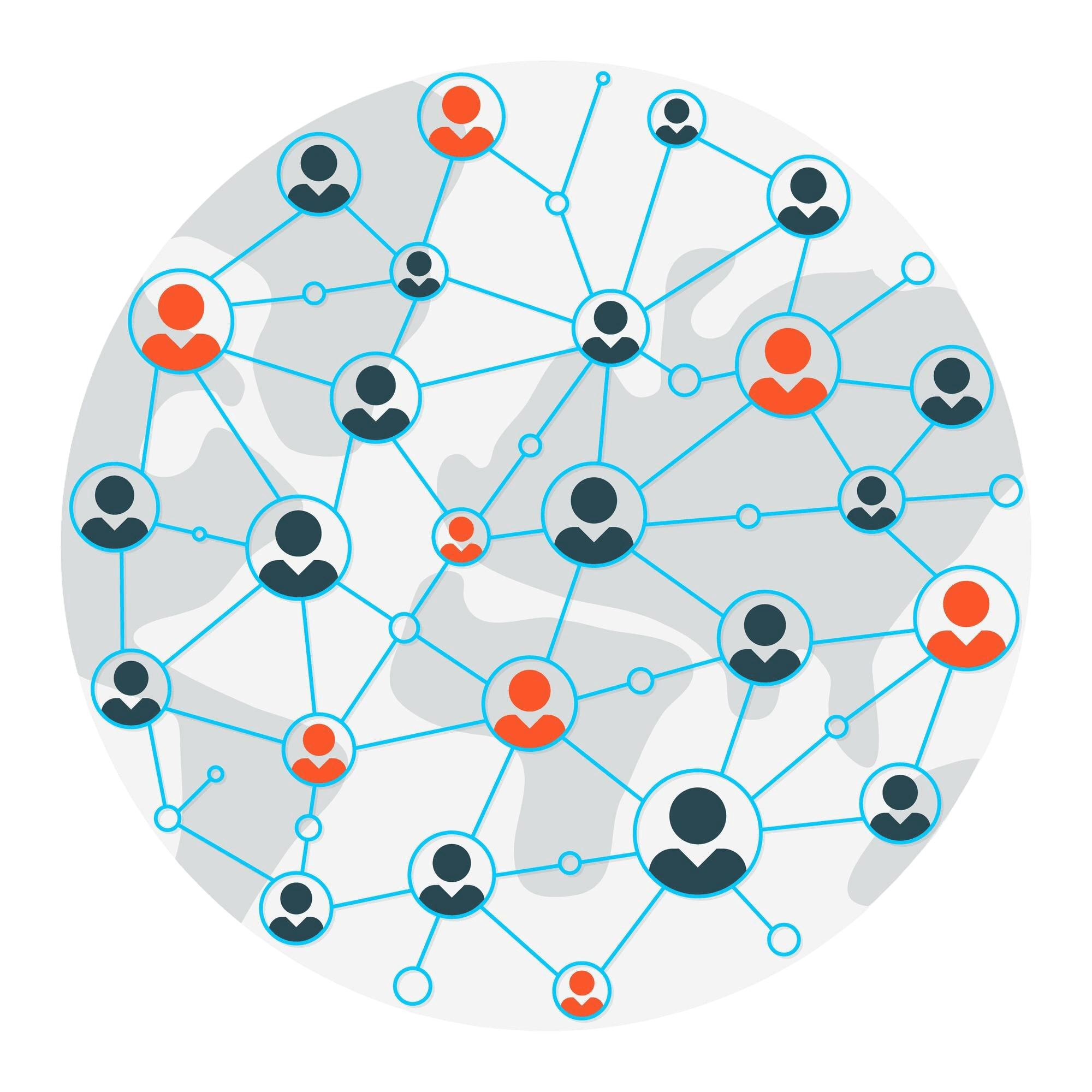 Illustration of a connected community network of people and places