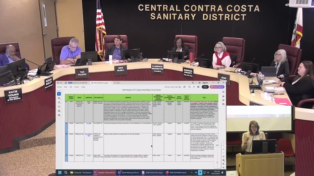 Central San Logs PFAS Wins as Pension, Wildfire Bills Fall Short