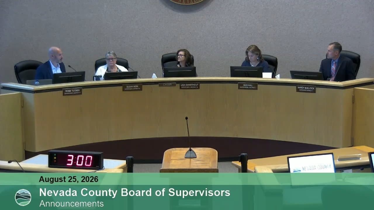 Board of Supervisors - Aug 25, 2026 - Meeting