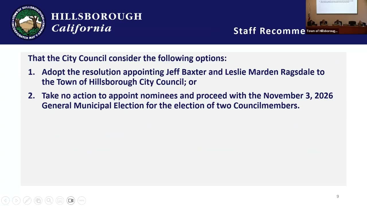 Hillsborough Council Skips Election, Appoints Two Unopposed Candidates 4-1